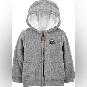 Simple Joys by Carter's Boys' Hooded Sweater Jacket with Sherpa Lining, 4T